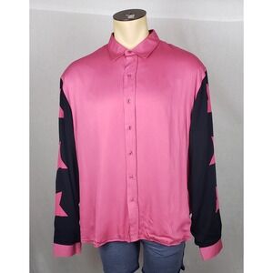 Denim Tears Mens Pink Star Button Up Shirt XL Designer Luxury Artsy Streetwear
